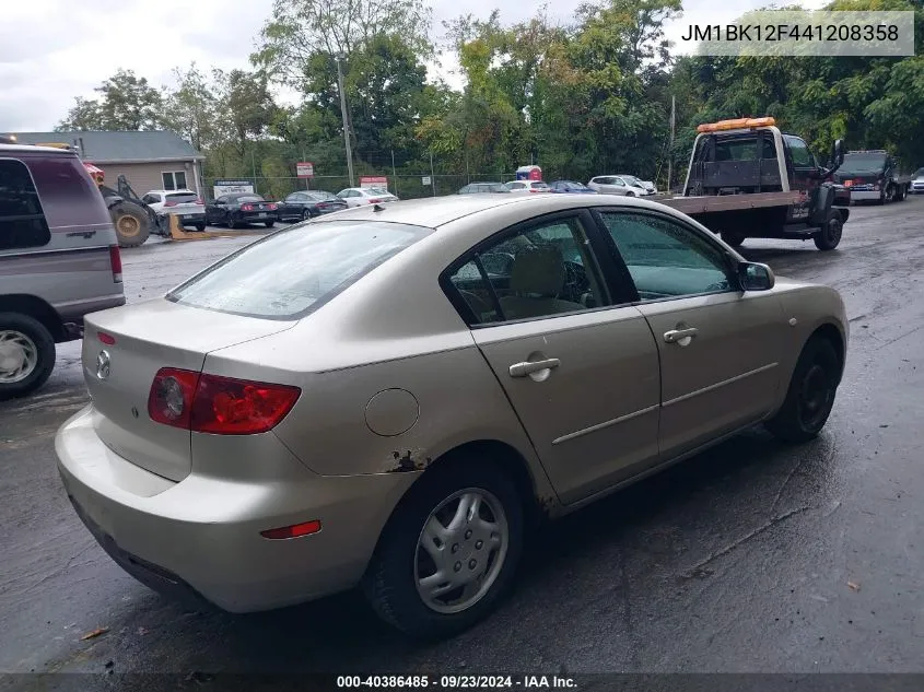 2004 Mazda Mazda3 I VIN: JM1BK12F441208358 Lot: 40386485