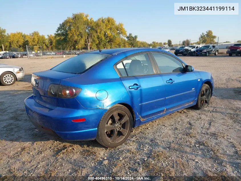 2004 Mazda Mazda3 S VIN: JM1BK323441199114 Lot: 40496310