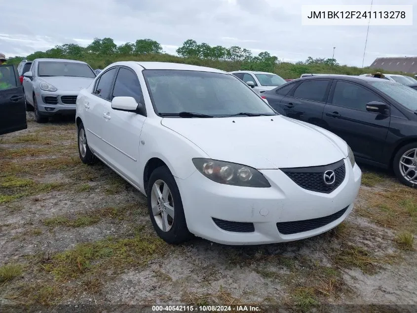 2004 Mazda 3 I VIN: JM1BK12F241113278 Lot: 40542115