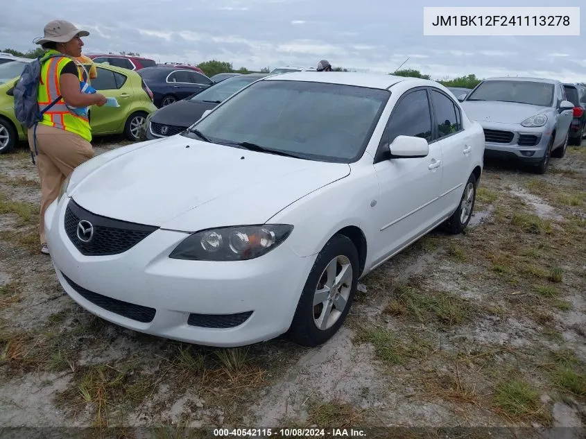 2004 Mazda 3 I VIN: JM1BK12F241113278 Lot: 40542115