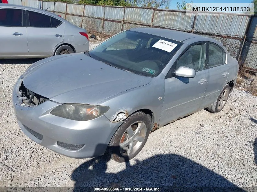 2004 Mazda Mazda3 I VIN: JM1BK12F441188533 Lot: 40556546