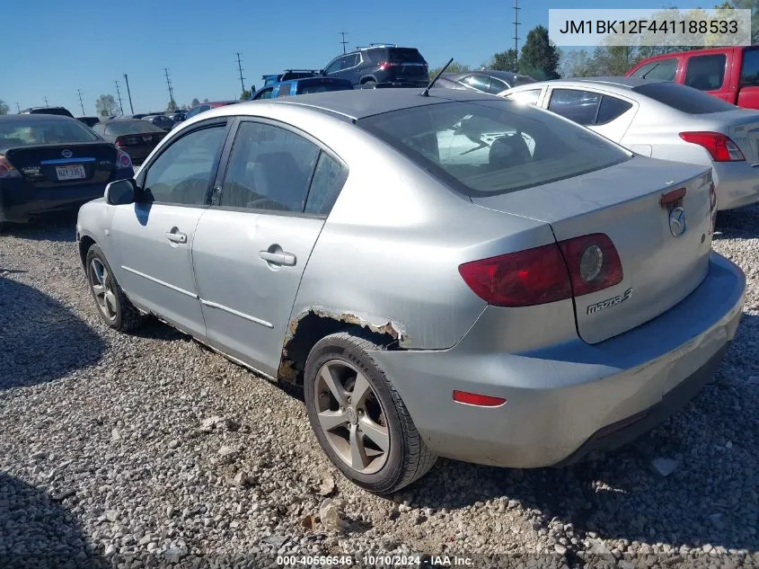 2004 Mazda Mazda3 I VIN: JM1BK12F441188533 Lot: 40556546