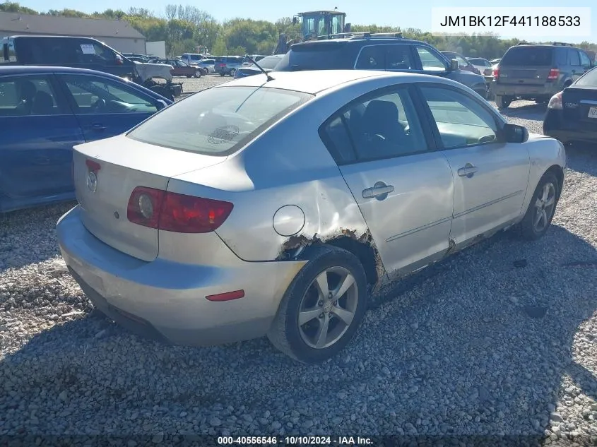 2004 Mazda Mazda3 I VIN: JM1BK12F441188533 Lot: 40556546