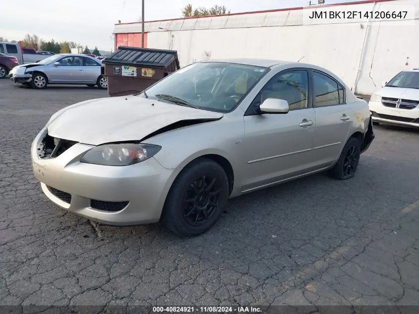 2004 Mazda Mazda3 I VIN: JM1BK12F141206647 Lot: 40824921