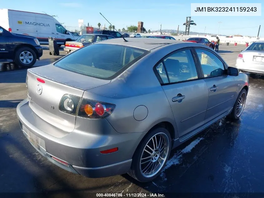 2004 Mazda Mazda3 S VIN: JM1BK323241159243 Lot: 40846786