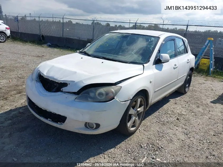 2005 Mazda Mazda3 VIN: JM1BK143951294433 Lot: 12104942