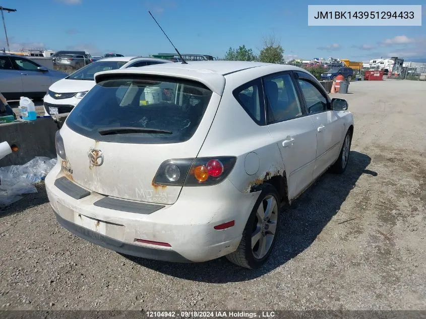 2005 Mazda Mazda3 VIN: JM1BK143951294433 Lot: 12104942