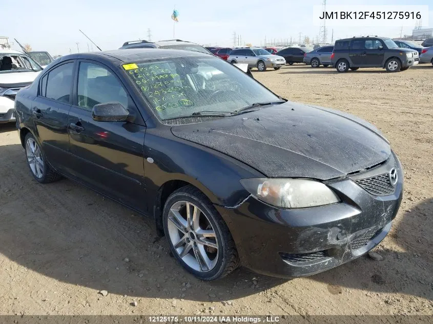 2005 Mazda Mazda3 VIN: JM1BK12F451275916 Lot: 12125175