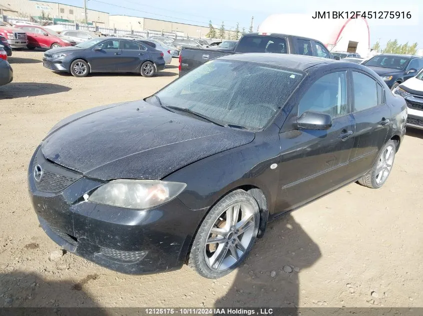 2005 Mazda Mazda3 VIN: JM1BK12F451275916 Lot: 12125175