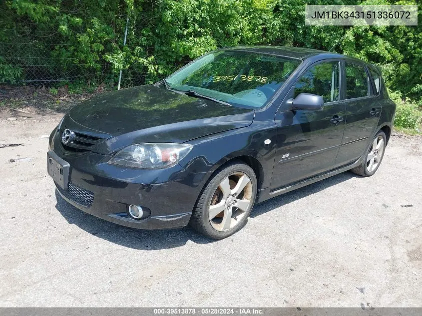 JM1BK343151336072 2005 Mazda Mazda3 S