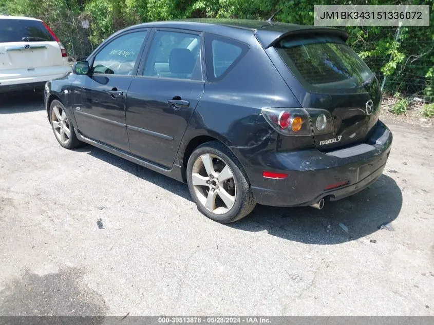 2005 Mazda Mazda3 S VIN: JM1BK343151336072 Lot: 39513878