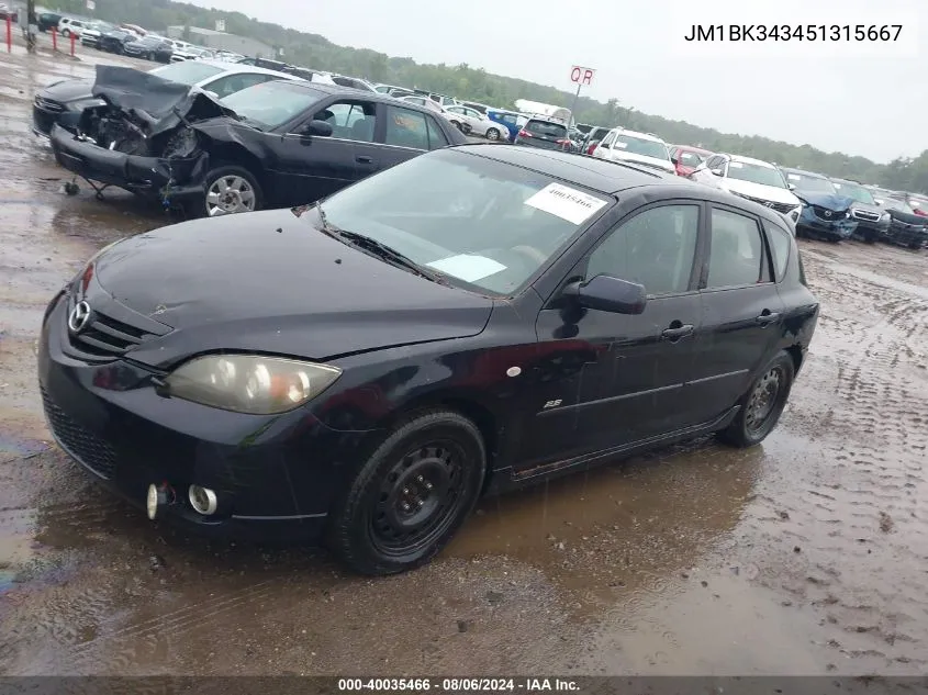 JM1BK343451315667 2005 Mazda Mazda3 S