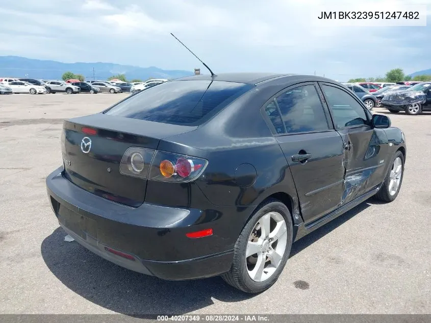 2005 Mazda Mazda3 S VIN: JM1BK323951247482 Lot: 40207349