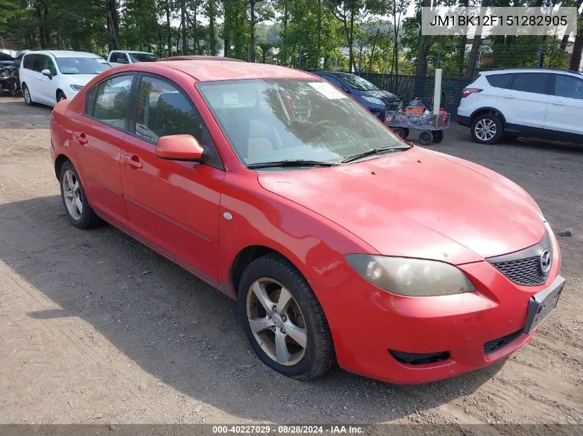 2005 Mazda Mazda3 I VIN: JM1BK12F151282905 Lot: 40227029