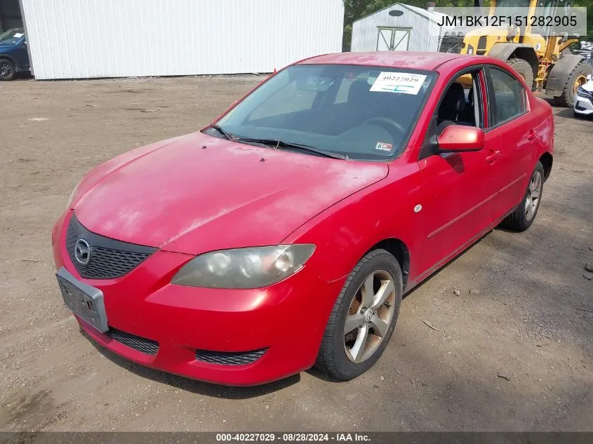 2005 Mazda Mazda3 I VIN: JM1BK12F151282905 Lot: 40227029