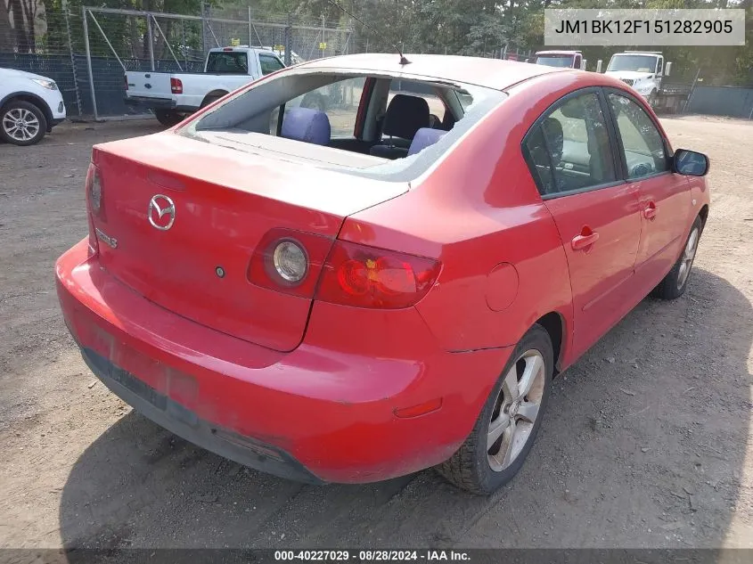 2005 Mazda Mazda3 I VIN: JM1BK12F151282905 Lot: 40227029