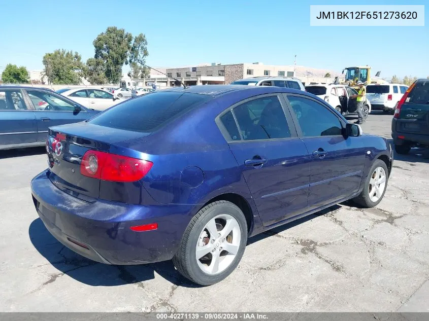 2005 Mazda Mazda3 I VIN: JM1BK12F651273620 Lot: 40271139