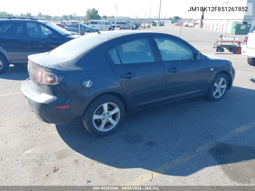 2005 Mazda Mazda3 I VIN: JM1BK12F851267852 Lot: 40283040