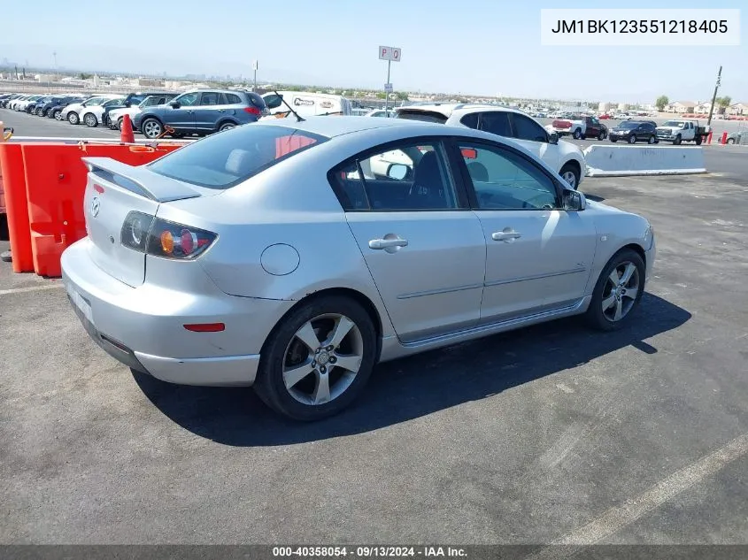 2005 Mazda Mazda3 S VIN: JM1BK123551218405 Lot: 40358054