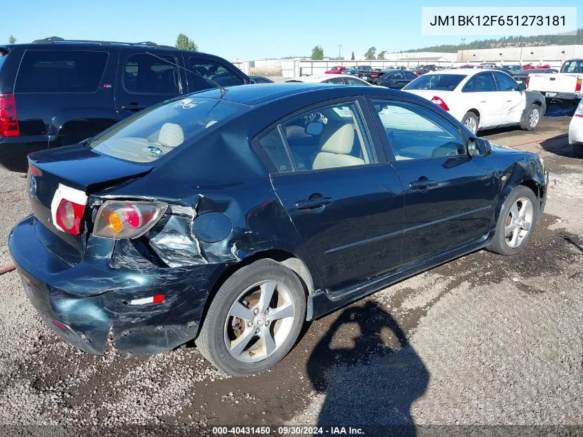 2005 Mazda Mazda3 I VIN: JM1BK12F651273181 Lot: 40431450