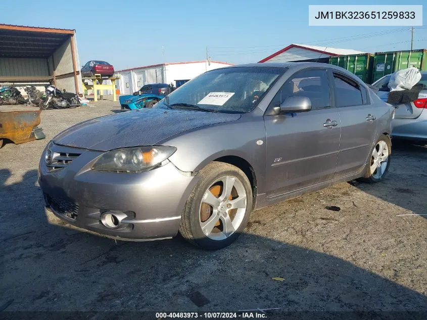 2005 Mazda Mazda3 S VIN: JM1BK323651259833 Lot: 40483973