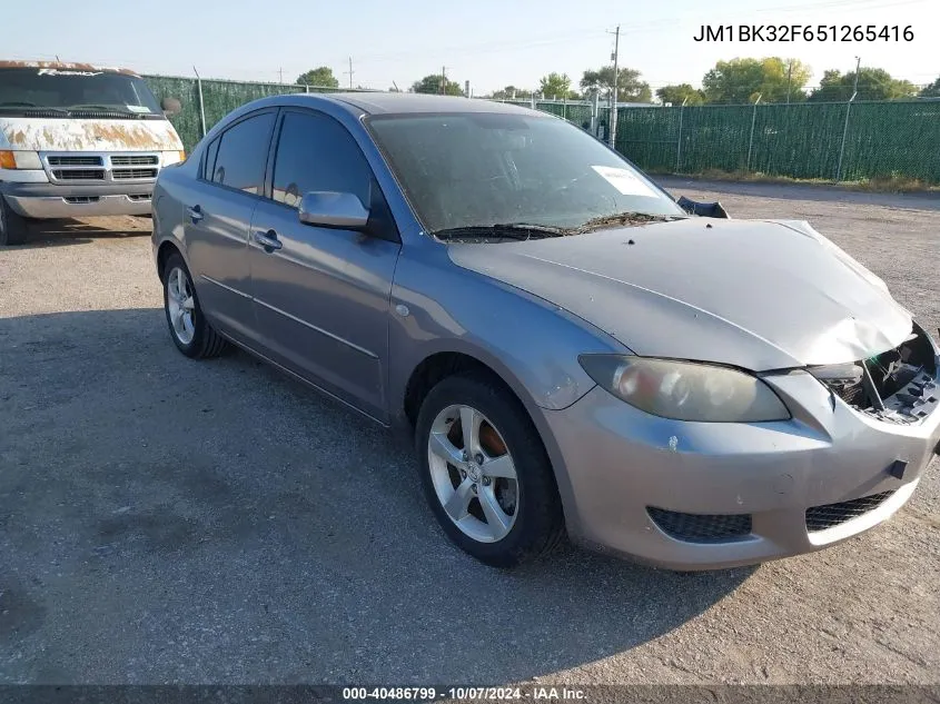 2005 Mazda Mazda3 I VIN: JM1BK32F651265416 Lot: 40486799