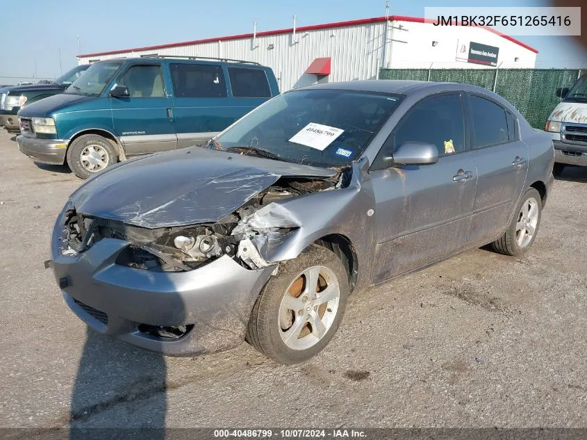 2005 Mazda Mazda3 I VIN: JM1BK32F651265416 Lot: 40486799