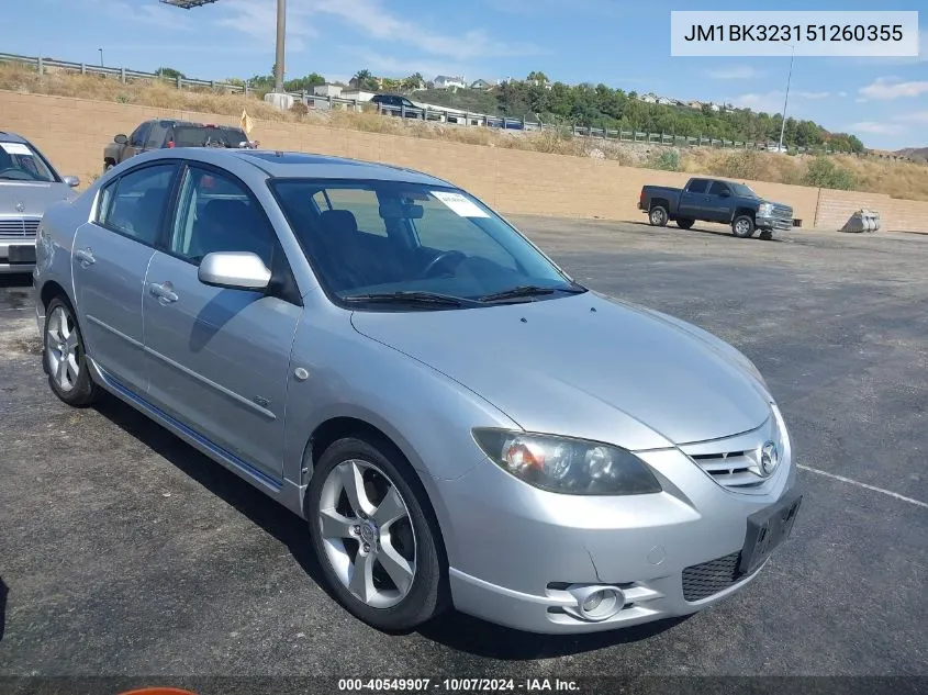 2005 Mazda Mazda3 S VIN: JM1BK323151260355 Lot: 40549907