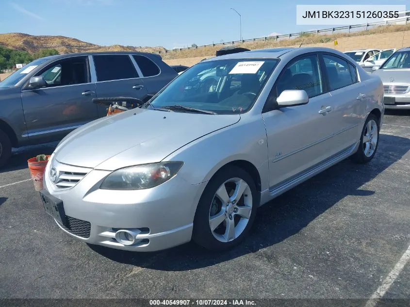 2005 Mazda Mazda3 S VIN: JM1BK323151260355 Lot: 40549907