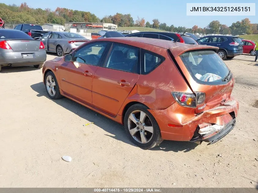 2005 Mazda Mazda3 S VIN: JM1BK343251245151 Lot: 40714475