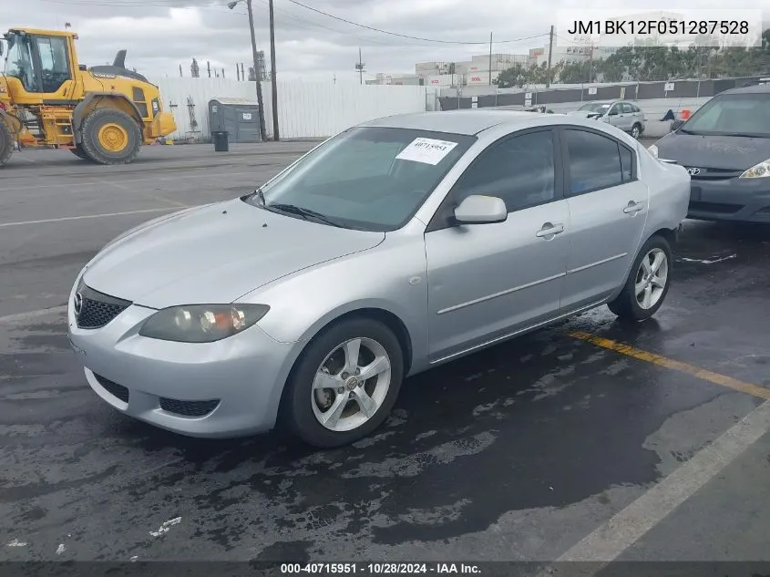 2005 Mazda Mazda3 I VIN: JM1BK12F051287528 Lot: 40715951