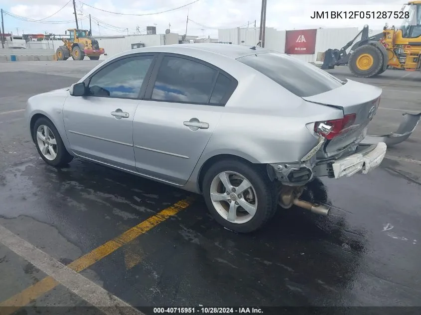 2005 Mazda Mazda3 I VIN: JM1BK12F051287528 Lot: 40715951