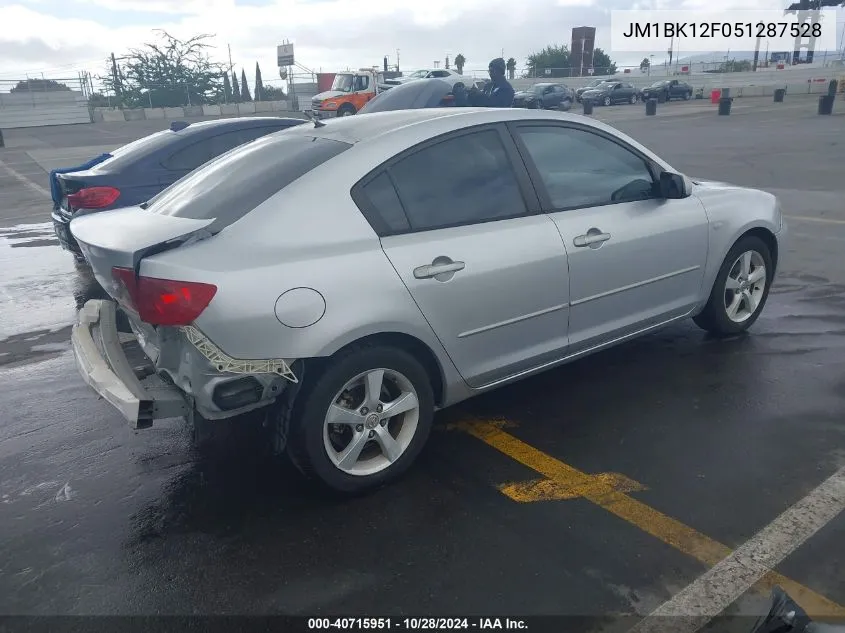 2005 Mazda Mazda3 I VIN: JM1BK12F051287528 Lot: 40715951