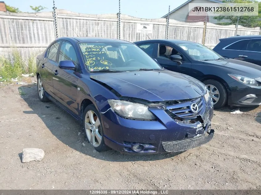 2006 Mazda Mazda3 VIN: JM1BK123861512768 Lot: 12096335