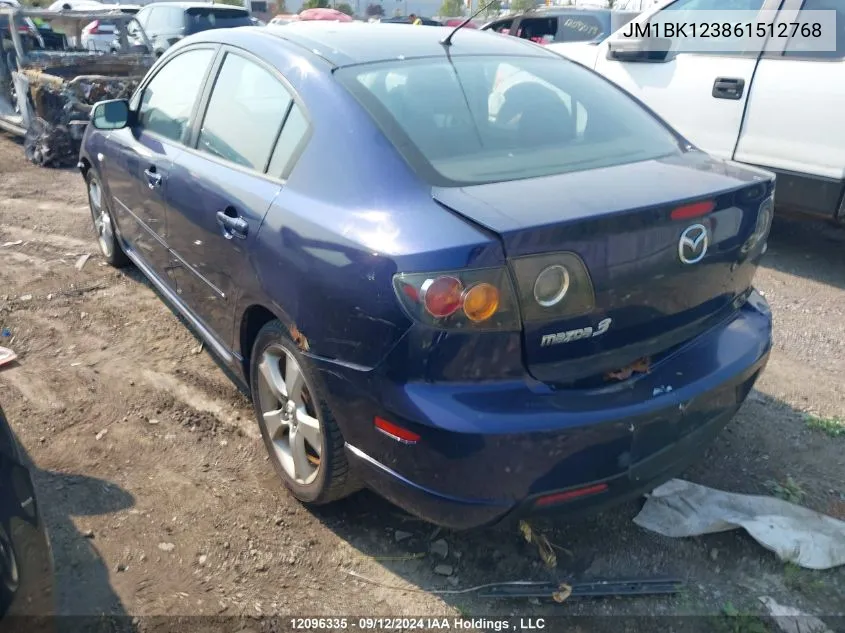 2006 Mazda Mazda3 VIN: JM1BK123861512768 Lot: 12096335