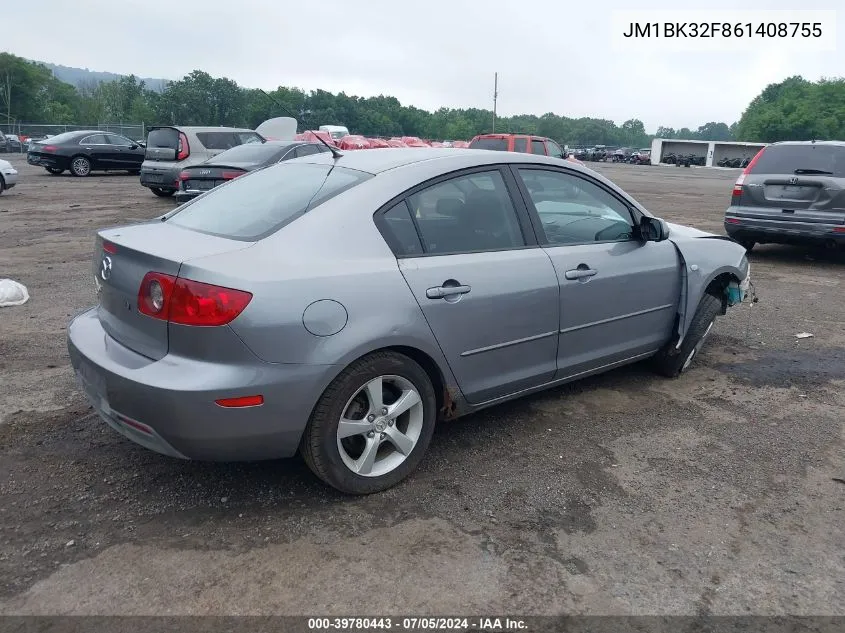 2006 Mazda Mazda3 I VIN: JM1BK32F861408755 Lot: 39780443