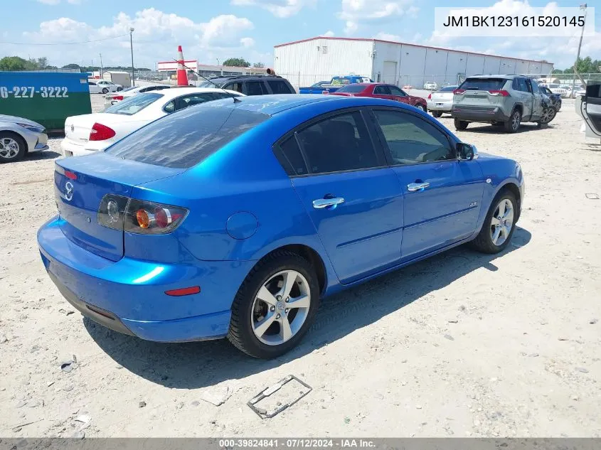 2006 Mazda Mazda3 S VIN: JM1BK123161520145 Lot: 39824841