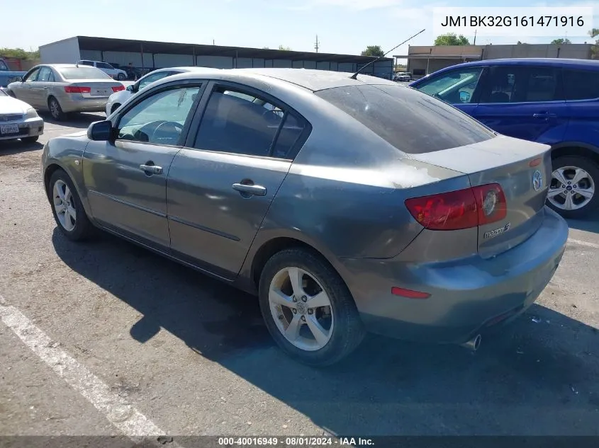 2006 Mazda Mazda3 I VIN: JM1BK32G161471916 Lot: 40016949