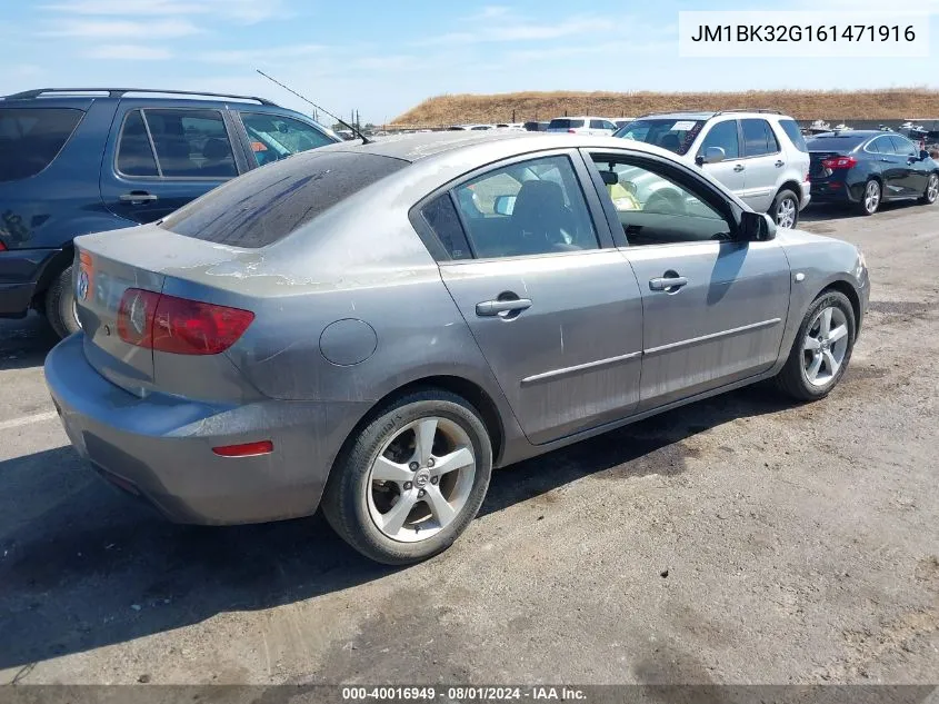 2006 Mazda Mazda3 I VIN: JM1BK32G161471916 Lot: 40016949