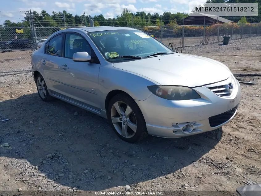 JM1BK324761518212 2006 Mazda Mazda3 S Touring