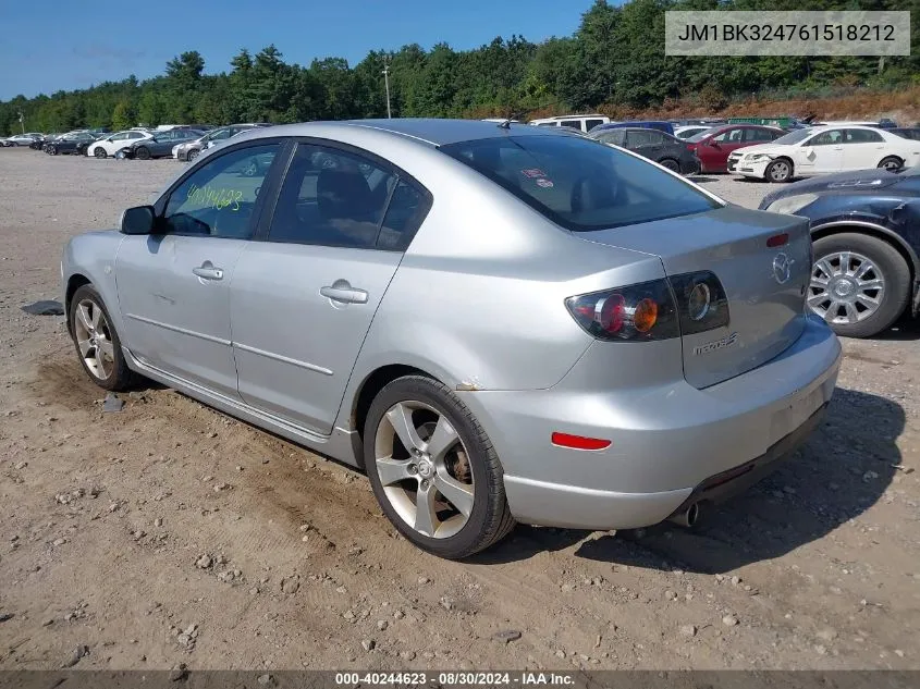 JM1BK324761518212 2006 Mazda Mazda3 S Touring