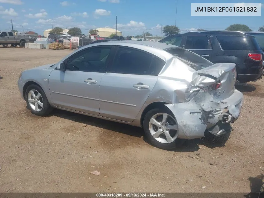 2006 Mazda Mazda3 I VIN: JM1BK12F061521832 Lot: 40318209