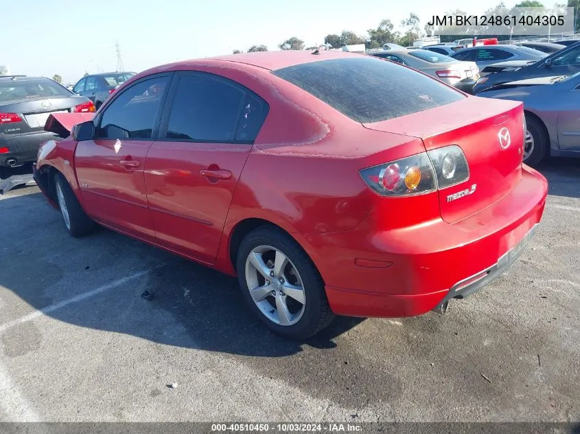 2006 Mazda Mazda3 S VIN: JM1BK124861404305 Lot: 40510450