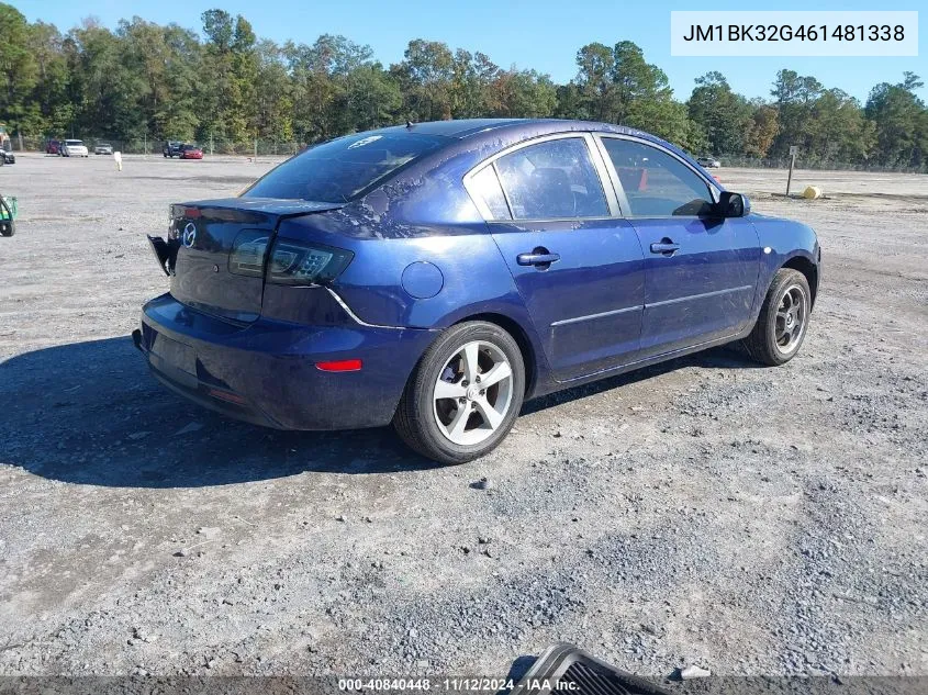 2006 Mazda Mazda3 I VIN: JM1BK32G461481338 Lot: 40840448