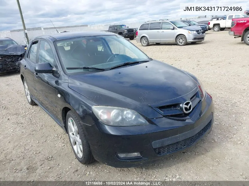 2007 Mazda Mazda3 VIN: JM1BK343171724986 Lot: 12116655