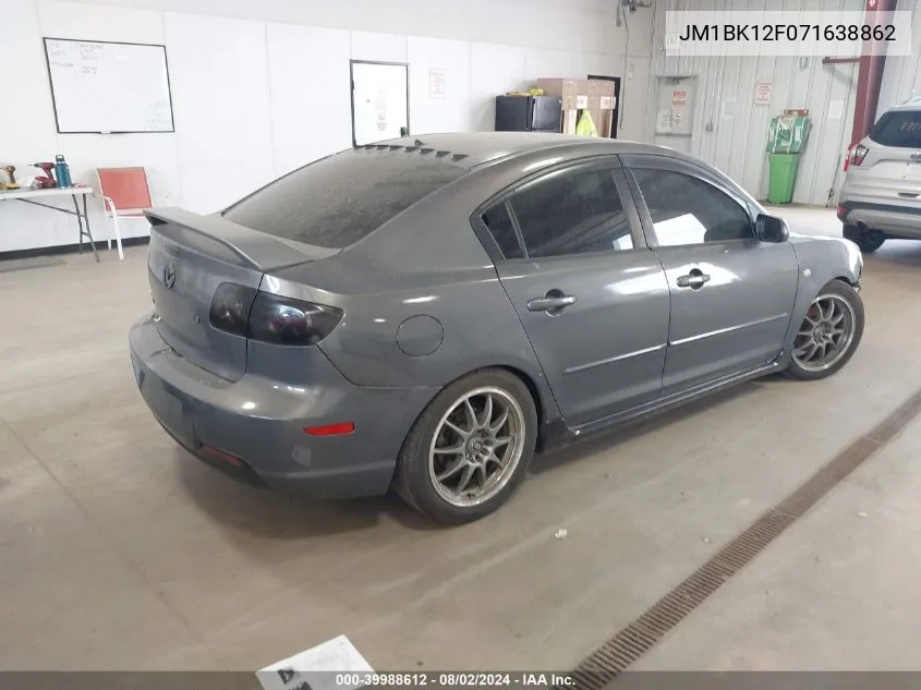 2007 Mazda Mazda3 I VIN: JM1BK12F071638862 Lot: 39988612