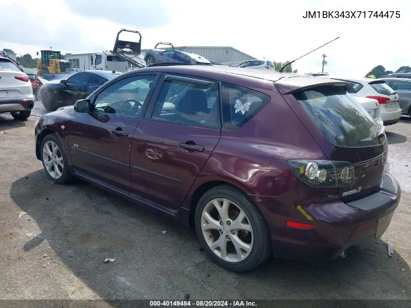 2007 Mazda Mazda3 S Grand Touring VIN: JM1BK343X71744475 Lot: 40149484