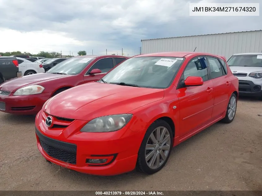 2007 Mazda Mazdaspeed3 Grand Touring VIN: JM1BK34M271674320 Lot: 40213979