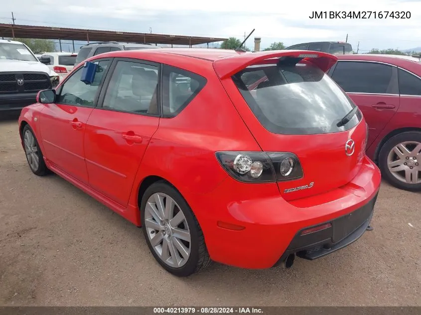 2007 Mazda Mazdaspeed3 Grand Touring VIN: JM1BK34M271674320 Lot: 40213979