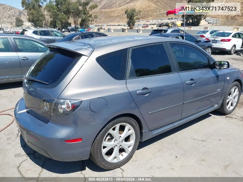 2007 Mazda Mazda3 S Touring VIN: JM1BK343X71747523 Lot: 40283613